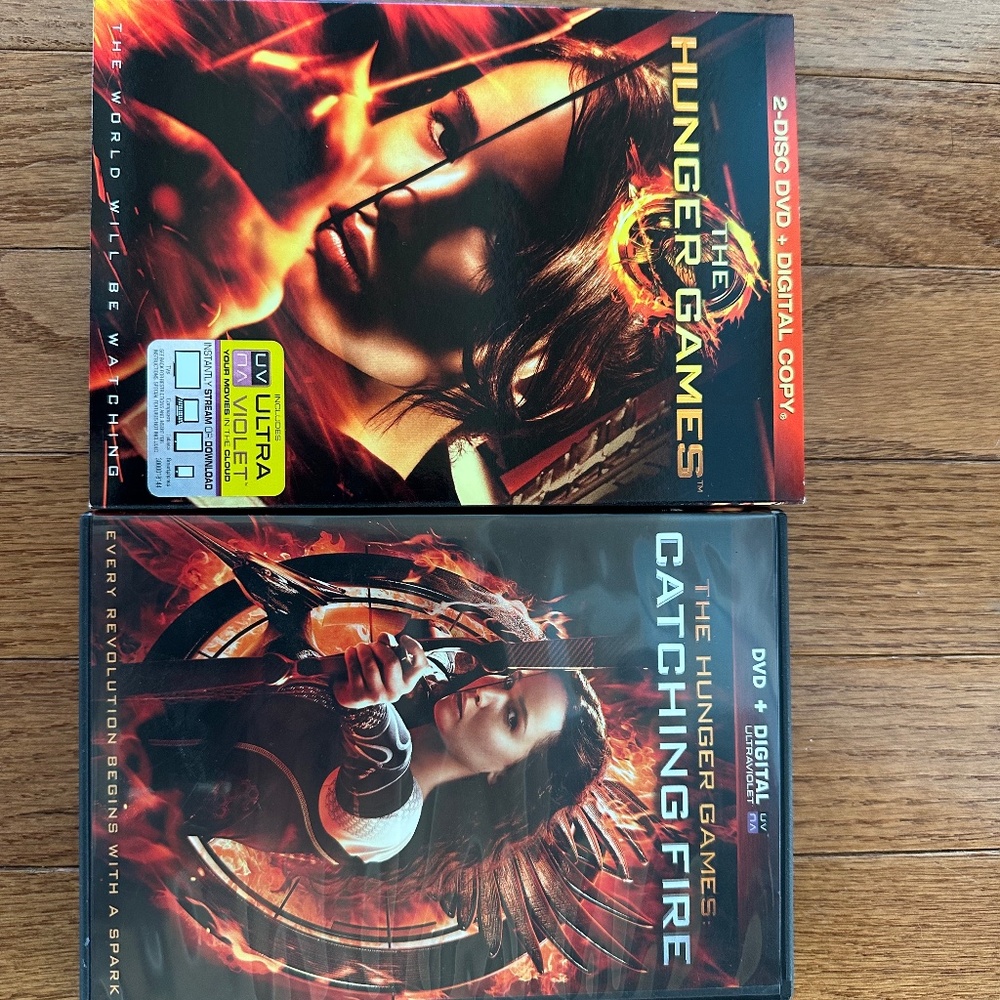 Hunger Games and Catching Fire DVDs